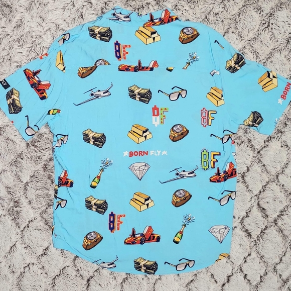 Men's Born Fly Graphic Casual Button Down - Picture 2 of 4